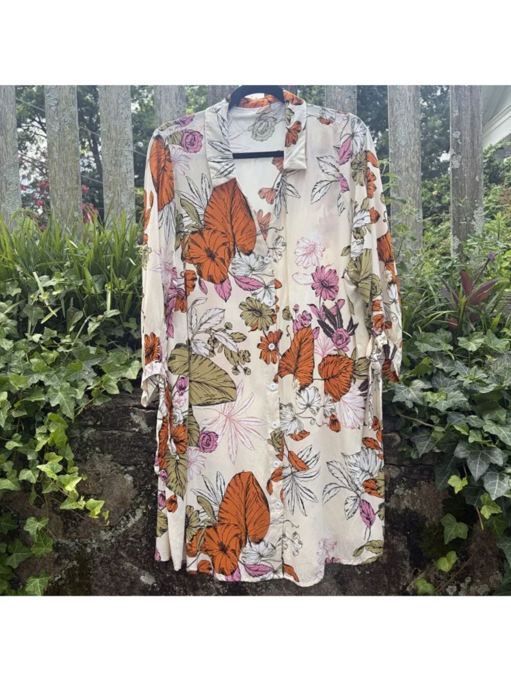 Cupshe Oaklyn Floral Buttoned Shirt Beach Dress XL Bohemian Tropical Summer Styl